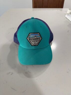 Patagonia Teal Front Purple Mesh Trucker Hat